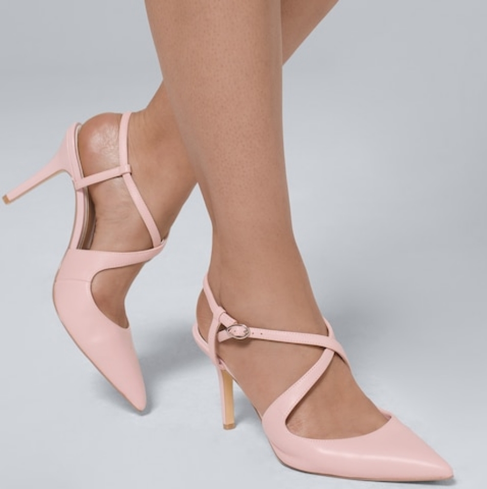 White House Black 9.5 Pink Leather Pumps Heels